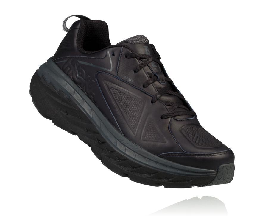 Hoka One One Mens Running Shoes - Bondi Leather - Black - NRGQ87624